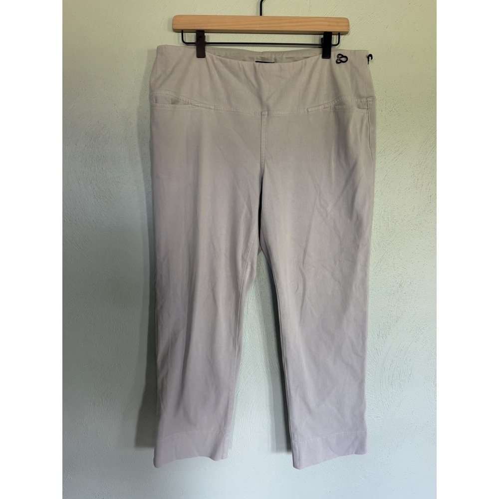 J. Jill Wearever Smooth-Fit Cropped Pants Gray Stretch Knit Petite Large PL